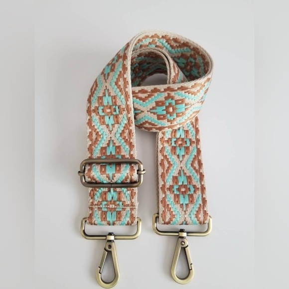 ETSY Accessories - NEW Boho Woven Adjustable Purse 2” Purse Strap Replacement w/gold Metal Clasps.